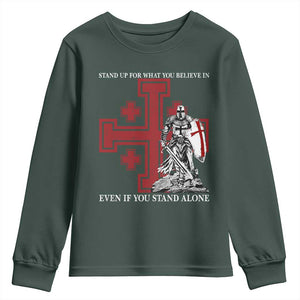 Catholic Knight Templar Crusader Cross Youth Sweatshirt Kingdom Of Jerusalem TS10 Dark Forest Green Print Your Wear