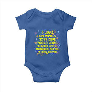 9th Birthday Gifts Baby Onesie Flowers Girl Son Boy 9yr 9 Year Old Bday TS10 Royal Blue Print Your Wear