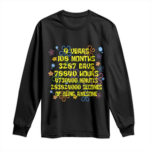 9th Birthday Gifts Long Sleeve Shirt Flowers Girl Son Boy 9yr 9 Year Old Bday TS10 Black Print Your Wear