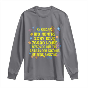 9th Birthday Gifts Long Sleeve Shirt Flowers Girl Son Boy 9yr 9 Year Old Bday TS10 Charcoal Print Your Wear
