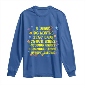 9th Birthday Gifts Long Sleeve Shirt Flowers Girl Son Boy 9yr 9 Year Old Bday TS10 Royal Blue Print Your Wear