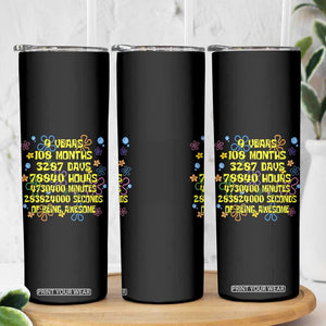 9th Birthday Gifts Skinny Tumbler Flowers Girl Son Boy 9yr 9 Year Old Bday TS10 Print Your Wear