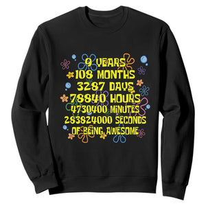 9th Birthday Gifts Sweatshirt Flowers Girl Son Boy 9yr 9 Year Old Bday TS10 Black Print Your Wear