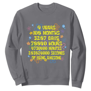 9th Birthday Gifts Sweatshirt Flowers Girl Son Boy 9yr 9 Year Old Bday TS10 Charcoal Print Your Wear