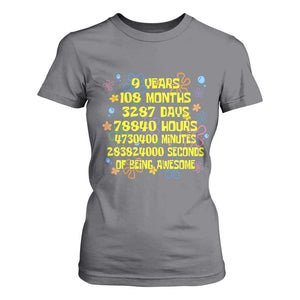 9th Birthday Gifts T Shirt For Women Flowers Girl Son Boy 9yr 9 Year Old Bday TS10 Charcoal Print Your Wear