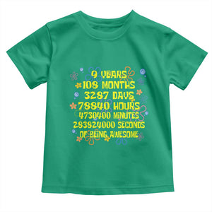 9th Birthday Gifts Toddler T Shirt Flowers Girl Son Boy 9yr 9 Year Old Bday TS10 Irish Green Print Your Wear