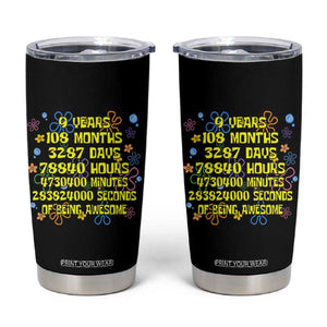 9th Birthday Gifts Tumbler Cup Flowers Girl Son Boy 9yr 9 Year Old Bday TS10 Black Print Your Wear