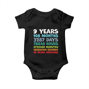 9 Year Old Bday Baby Onesie Son Boy 9yr 9th Birthday Gifts TS10 Black Print Your Wear