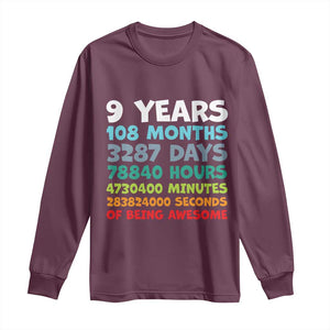 9 Year Old Bday Long Sleeve Shirt Son Boy 9yr 9th Birthday Gifts TS10 Maroon Print Your Wear