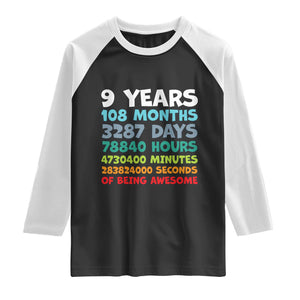 9 Year Old Bday Raglan Shirt Son Boy 9yr 9th Birthday Gifts TS10 Black White Print Your Wear
