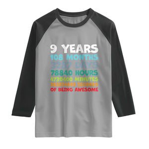 9 Year Old Bday Raglan Shirt Son Boy 9yr 9th Birthday Gifts TS10 Sport Gray Black Print Your Wear
