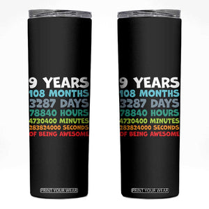 9 Year Old Bday Skinny Tumbler Son Boy 9yr 9th Birthday Gifts TS10 Black Print Your Wear
