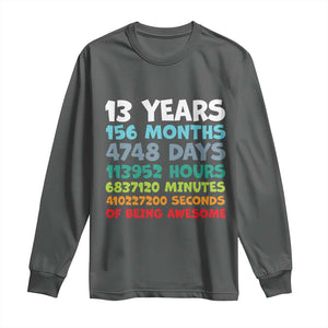 13th Birthday Long Sleeve Shirt 13 Year Old Bday Gifts Son Boy 13yr TS10 Dark Heather Print Your Wear