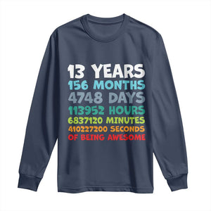 13th Birthday Long Sleeve Shirt 13 Year Old Bday Gifts Son Boy 13yr TS10 Navy Print Your Wear