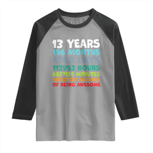 13th Birthday Raglan Shirt 13 Year Old Bday Gifts Son Boy 13yr TS10 Sport Gray Black Print Your Wear