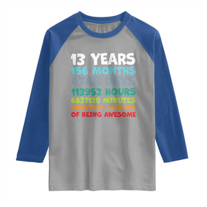 13th Birthday Raglan Shirt 13 Year Old Bday Gifts Son Boy 13yr TS10 Sport Gray Royal Print Your Wear