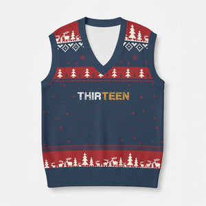 13th Birthday V-Neck Knit Sweater Vest Thirteen Teen 13 Year Old Official Teenager Gifts TS10 Navy Red Print Your Wear
