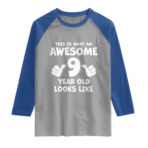 9th Birthday Gifts Raglan Shirt Awesome 9 Year Old Bday Son Boy Girl 9yr TS10 Sport Gray Royal Print Your Wear