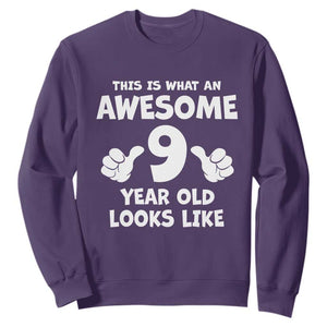 9th Birthday Gifts Sweatshirt Awesome 9 Year Old Bday Son Boy Girl 9yr TS10 Purple Print Your Wear