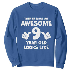 9th Birthday Gifts Sweatshirt Awesome 9 Year Old Bday Son Boy Girl 9yr TS10 Royal Blue Print Your Wear