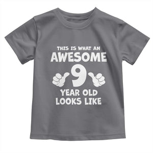 9th Birthday Gifts Toddler T Shirt Awesome 9 Year Old Bday Son Boy Girl 9yr TS10 Charcoal Print Your Wear