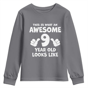 9th Birthday Gifts Youth Sweatshirt Awesome 9 Year Old Bday Son Boy Girl 9yr TS10 Charcoal Print Your Wear