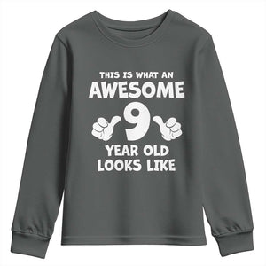 9th Birthday Gifts Youth Sweatshirt Awesome 9 Year Old Bday Son Boy Girl 9yr TS10 Dark Heather Print Your Wear