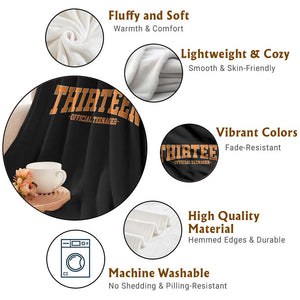 Thirteen Official Teenager Throw Blanket Vintage Retro Varsity 13th Birthday Gift Teen Girl TS10 Print Your Wear