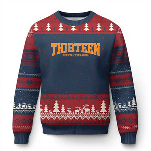 Thirteen Official Teenager Ugly Christmas Sweater Vintage Retro Varsity 13th Birthday Gift Teen Girl TS10 Navy Red Print Your Wear