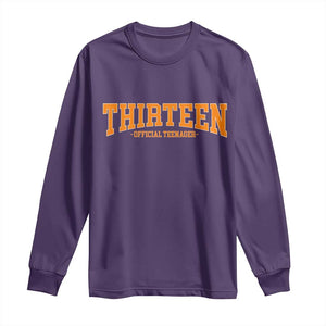 Thirteen Official Teenager Long Sleeve Shirt Vintage Retro Varsity 13th Birthday Gift Teen Girl TS10 Purple Print Your Wear