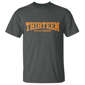 Thirteen Official Teenager T Shirt Vintage Retro Varsity 13th Birthday Gift Teen Girl TS10 Dark Heather Print Your Wear