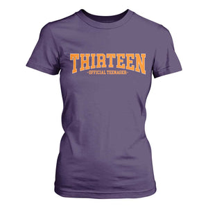 Thirteen Official Teenager T Shirt For Women Vintage Retro Varsity 13th Birthday Gift Teen Girl TS10 Purple Print Your Wear