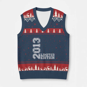 2013 Limited Edition V-Neck Knit Sweater Vest Limited Edition 13th Birthday Boys Girl TS10 Navy Red Print Your Wear