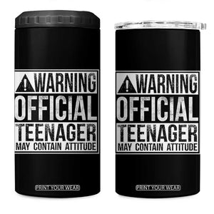 13th Birthday 4 in 1 Can Cooler Tumbler Warning Official Teenager Boy 13yr TS10 One Size: 16 oz Black Print Your Wear