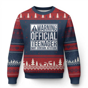 13th Birthday Ugly Christmas Sweater Warning Official Teenager Boy 13yr TS10 Navy Red Print Your Wear