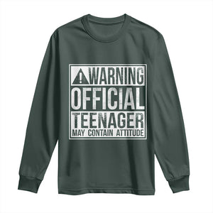 13th Birthday Long Sleeve Shirt Warning Official Teenager Boy 13yr TS10 Dark Forest Green Print Your Wear
