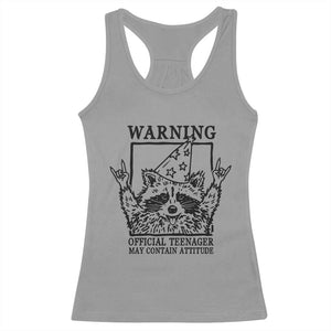 Vintage Raccoon 13th Birthday Racerback Tank Top 13 Year Old Official Teenager Gifts TS10 Sport Gray Print Your Wear