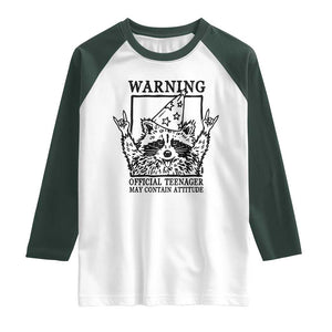 Vintage Raccoon 13th Birthday Raglan Shirt 13 Year Old Official Teenager Gifts TS10 White Dark Forest Green Print Your Wear