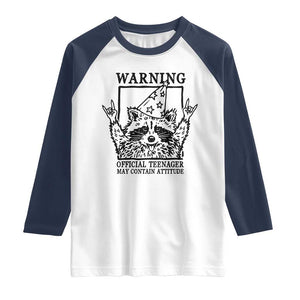 Vintage Raccoon 13th Birthday Raglan Shirt 13 Year Old Official Teenager Gifts TS10 White Navy Print Your Wear