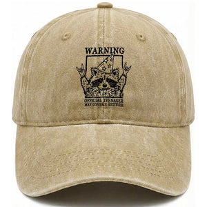 Vintage Raccoon 13th Birthday Washed Cotton Baseball Cap 13 Year Old Official Teenager Gifts TS10 Washed Cap Universal Fit Khaki Print Your Wear