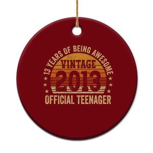Vintage 2013 Official Teenager Ceramic Ornament 13 Year Old 13th Birthday TS10 1pc Red Print Your Wear