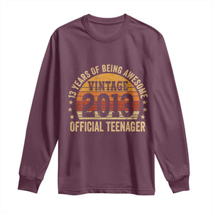 Vintage 2013 Official Teenager Long Sleeve Shirt 13 Year Old 13th Birthday TS10 Maroon Print Your Wear