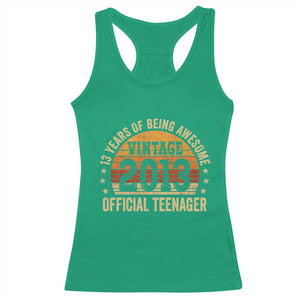 Vintage 2013 Official Teenager Racerback Tank Top 13 Year Old 13th Birthday TS10 Irish Green Print Your Wear