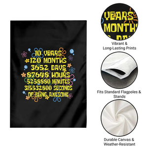 10th Birthday Gifts Garden Flag Flowers 10 Years Of Being Awesome 10 Year Old Bday TS10 Print Your Wear