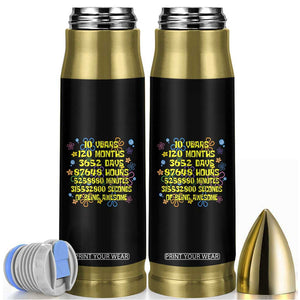 10th Birthday Gifts Bullet Tumbler Flowers 10 Years Of Being Awesome 10 Year Old Bday TS10 Black Print Your Wear