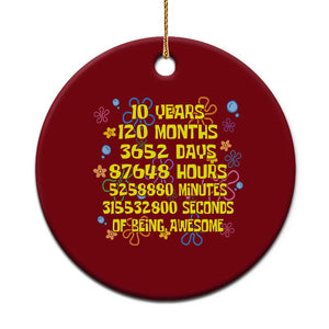 10th Birthday Gifts Ceramic Ornament Flowers 10 Years Of Being Awesome 10 Year Old Bday TS10 1pc Red Print Your Wear