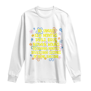 10th Birthday Gifts Long Sleeve Shirt Flowers 10 Years Of Being Awesome 10 Year Old Bday TS10 White Print Your Wear