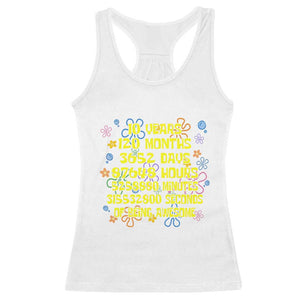10th Birthday Gifts Racerback Tank Top Flowers 10 Years Of Being Awesome 10 Year Old Bday TS10 White Print Your Wear