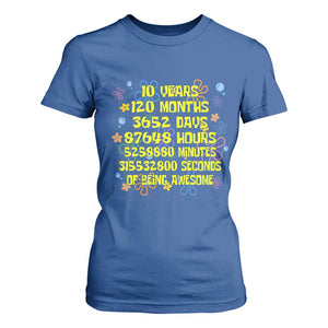 10th Birthday Gifts T Shirt For Women Flowers 10 Years Of Being Awesome 10 Year Old Bday TS10 Royal Blue Print Your Wear