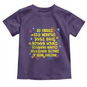 10th Birthday Gifts Toddler T Shirt Flowers 10 Years Of Being Awesome 10 Year Old Bday TS10 Purple Print Your Wear